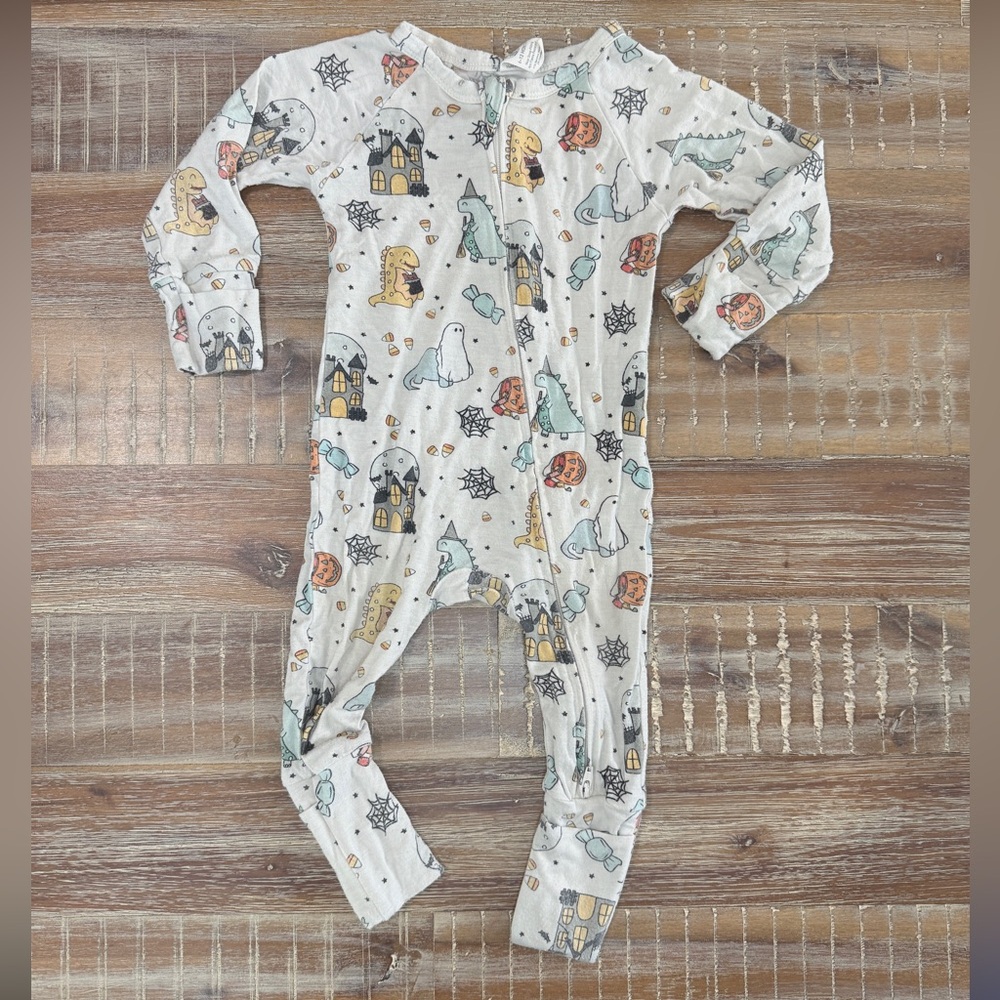 Larkspur Baby Bamboo Dinosaur 2 Way Zipper convertible Zippy Footie Halloween